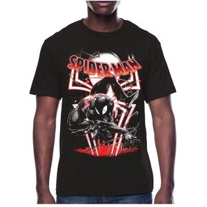 Marvel Spider-Man, Men's Graphic Crew Neck T-Shirt, Black Suit Swing Alt Size XL